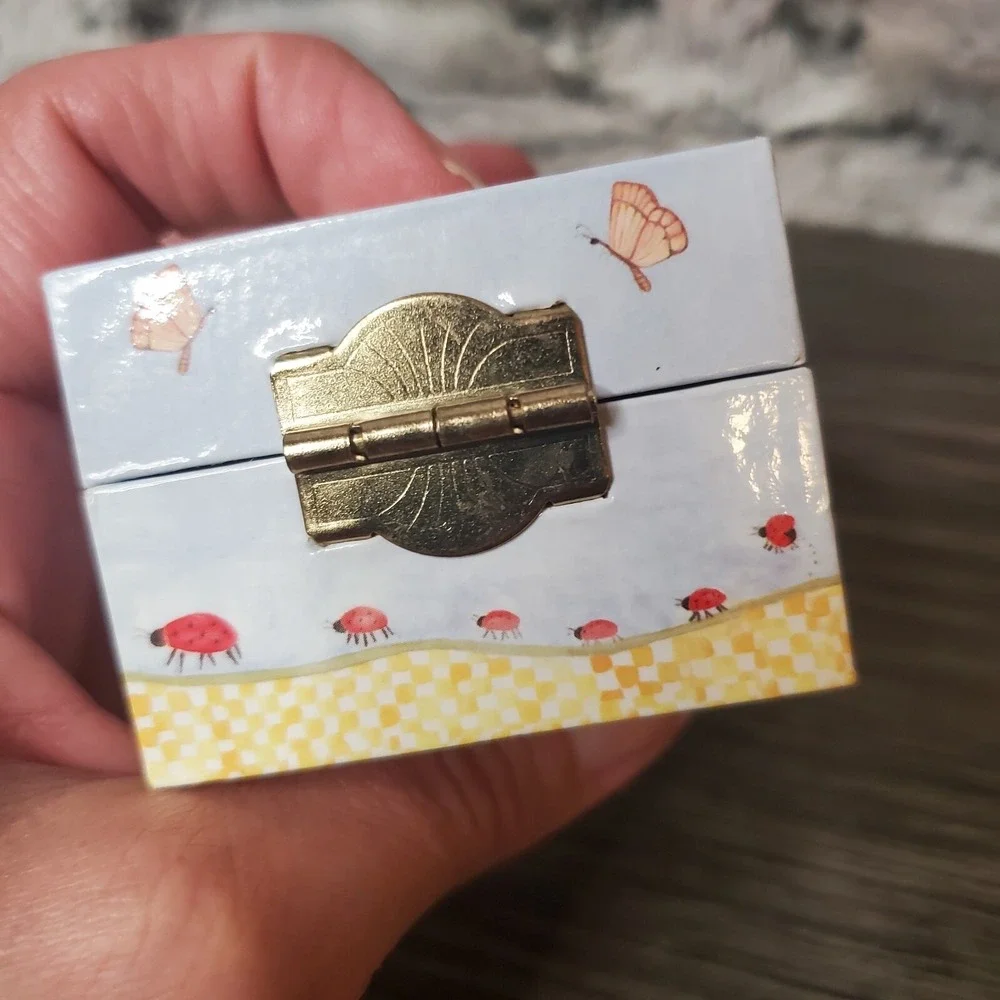 Mirrored Tooth Fairy Lady Bug Tiny Treasure Trinket Box - Jewelry Ring Gift Box